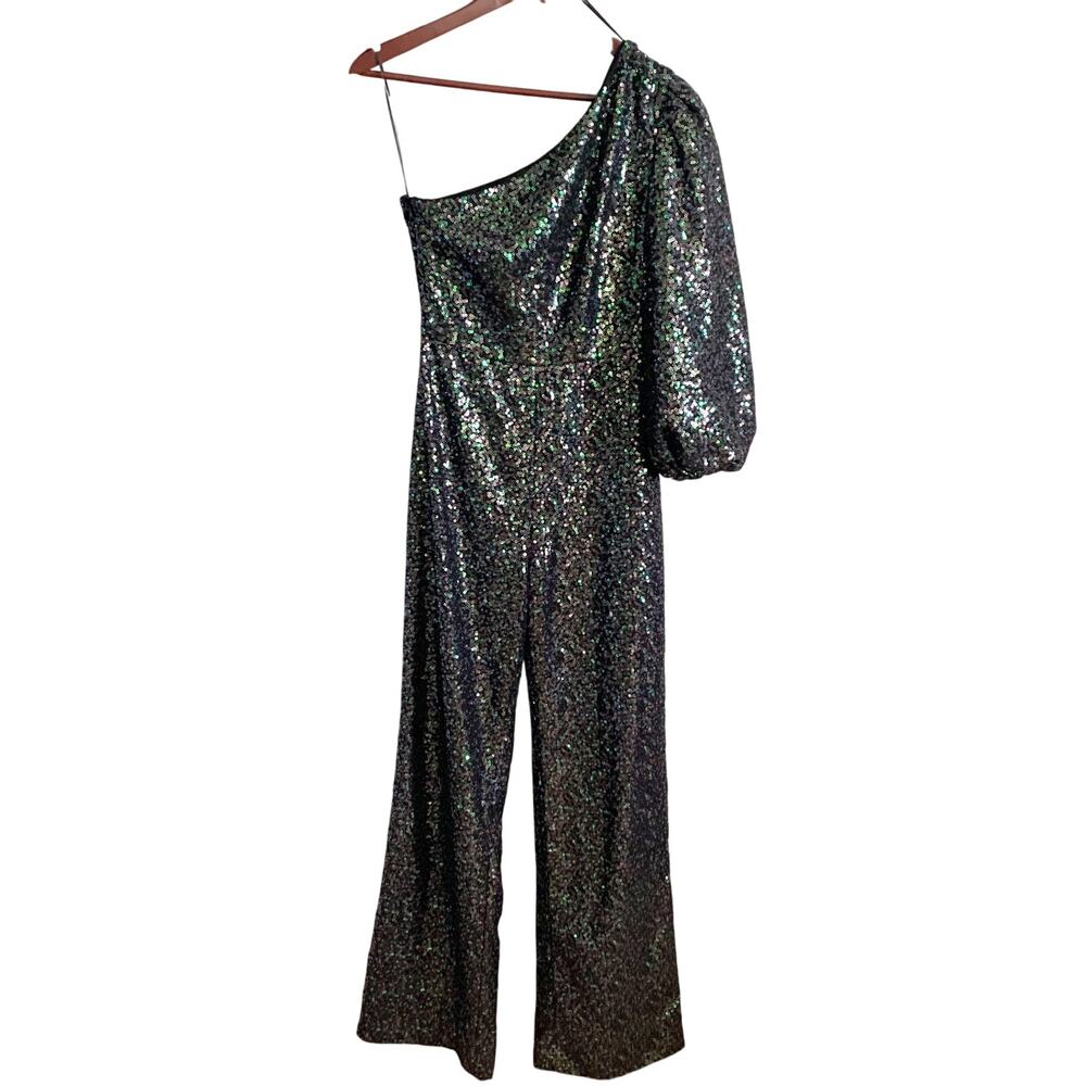 Saloni Sequin All In One Jumpsuit 0 Green Blue NEW - Picture 2 of 7